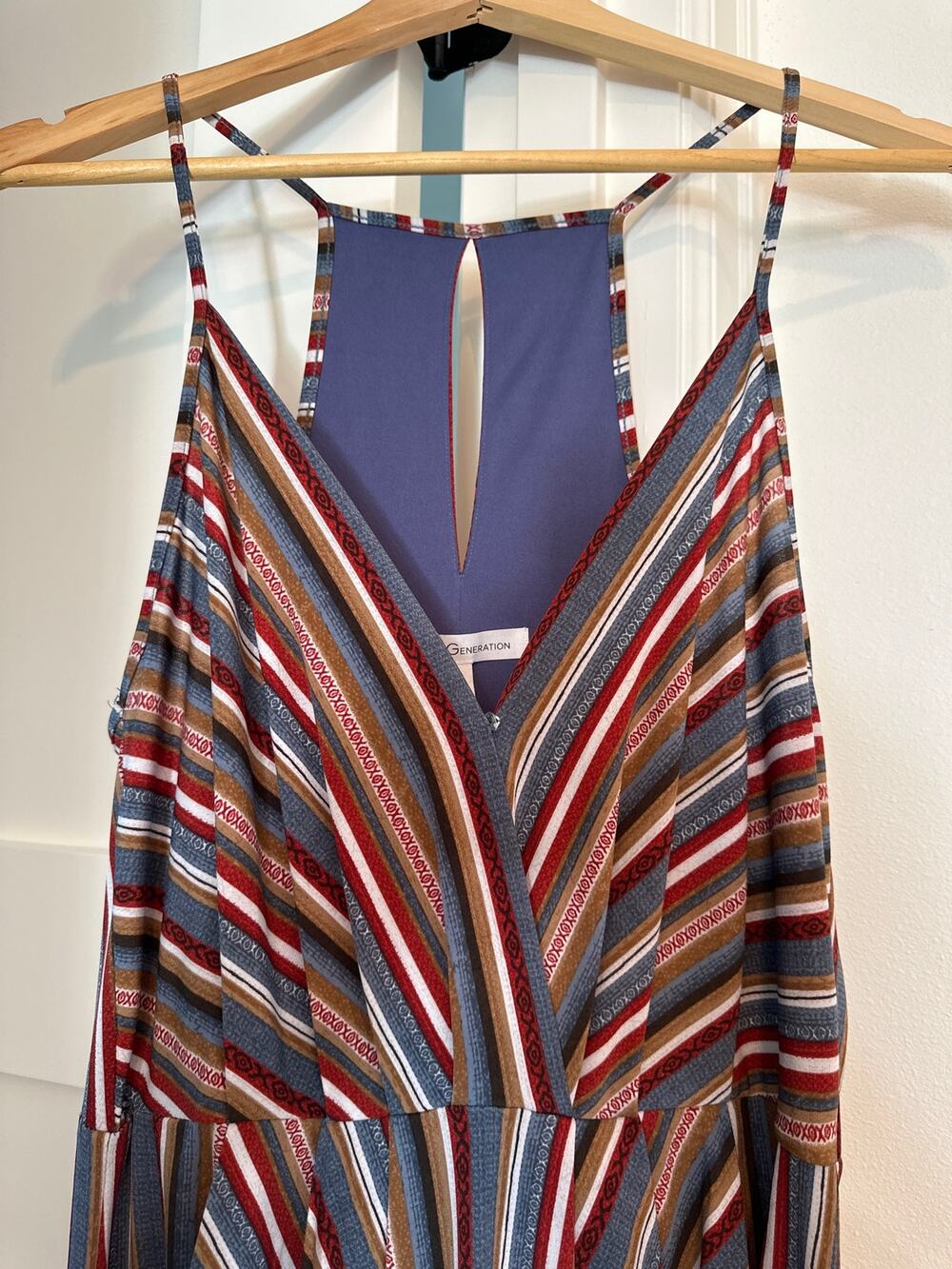 BCBGeneration Multicolored Striped Keyhole Faux Wrap Maxi Dress Size Medium